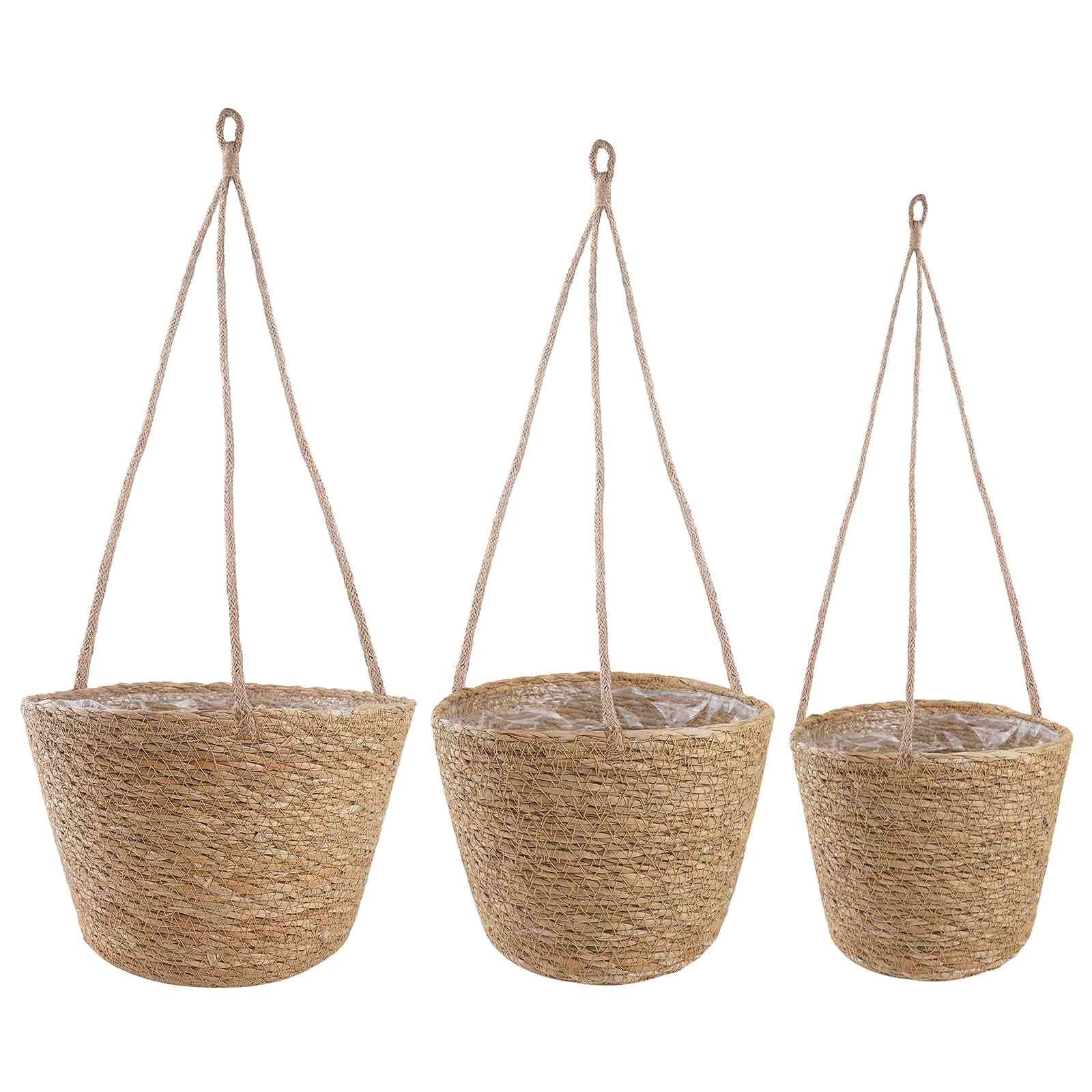 vidaXL Kosze na rośliny z trawy morskiej 3 pcs naturalny Ø26 x 19 cm