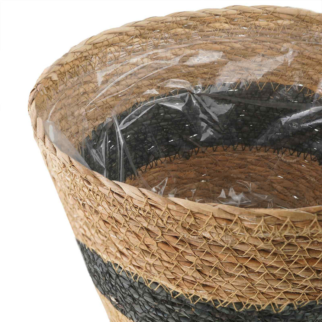 vidaXL Kosze na rośliny z trawy morskiej 3 pcs Naturalny i czarny