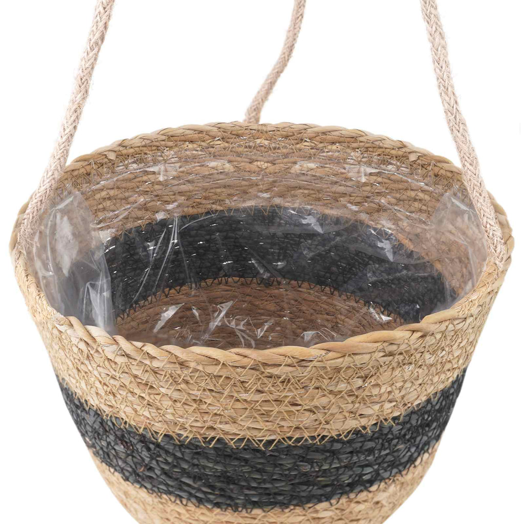 vidaXL Kosze na rośliny z trawy morskiej 3 pcs Naturalny i czarny