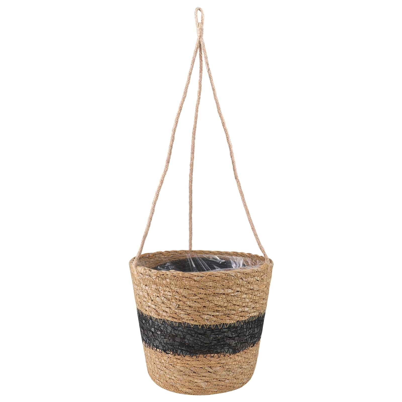 vidaXL Kosze na rośliny z trawy morskiej 3 pcs Naturalny i czarny