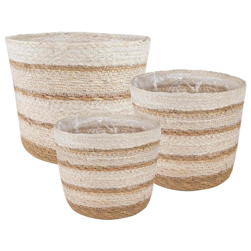 vidaXL Kosze na rośliny z trawy morskiej 3 pcs