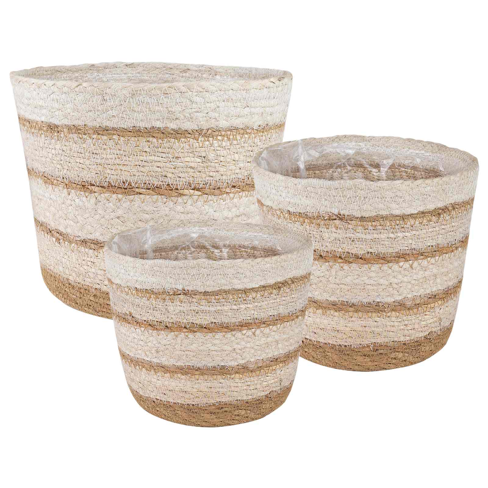 vidaXL Kosze na rośliny z trawy morskiej 3 pcs