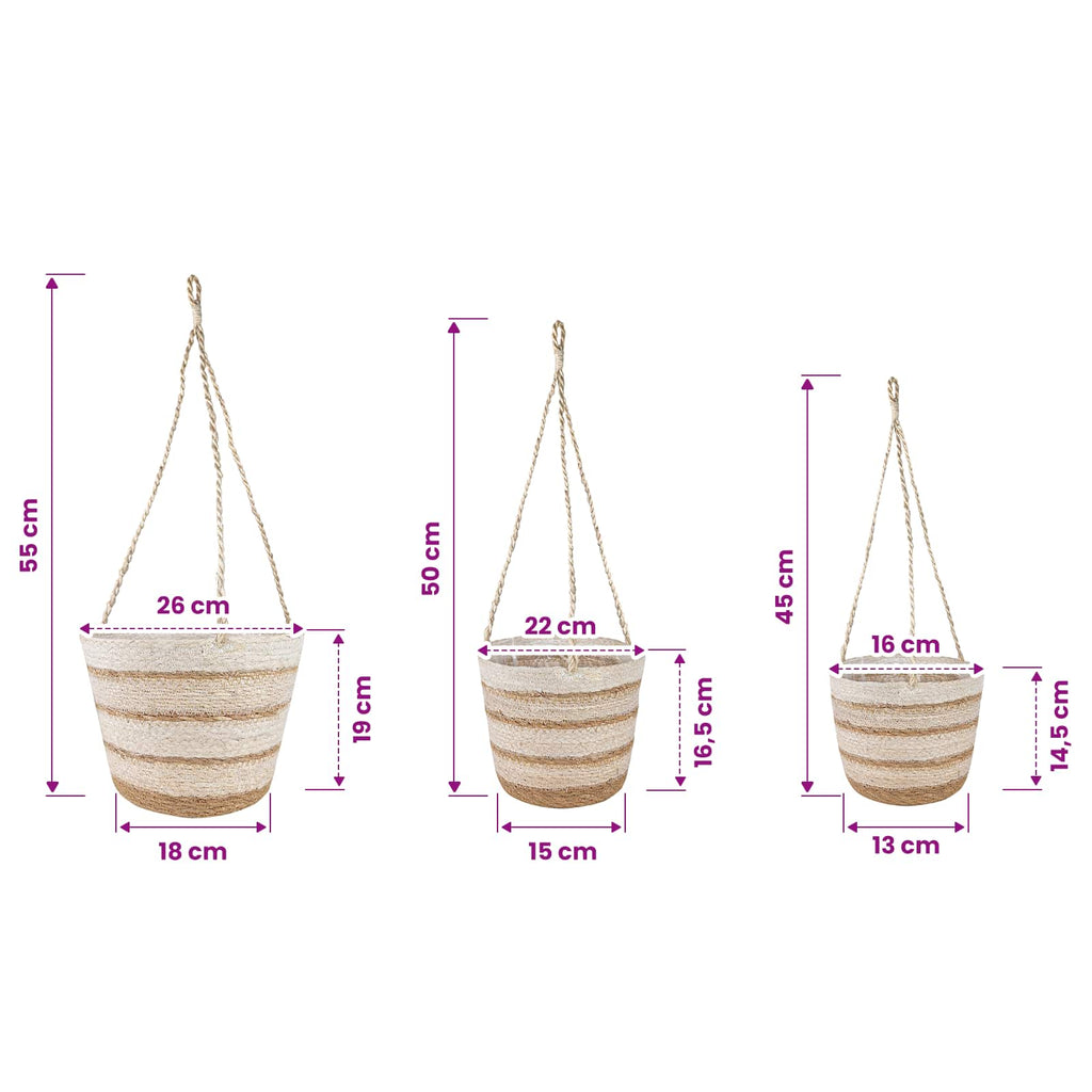 vidaXL Kosze na rośliny z trawy morskiej 3 pcs