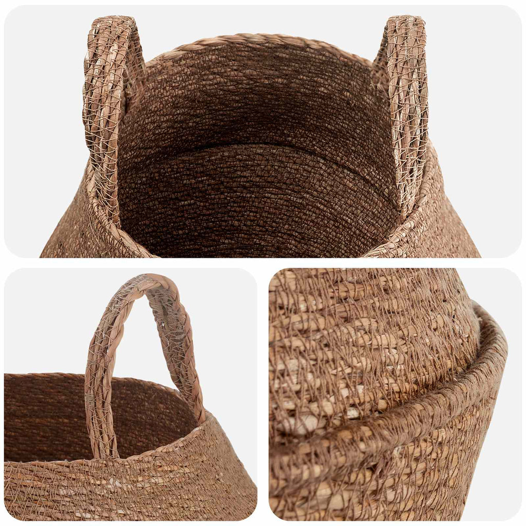 vidaXL Doniczka z uchwytami naturalny Ø 22 x 20 cm 100% Trawa morska