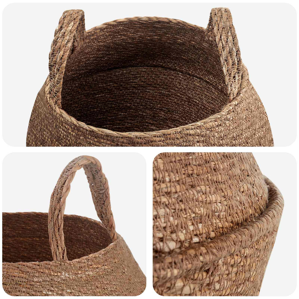 vidaXL Doniczka z uchwytami naturalny Ø 32 x 32 cm 100% Trawa morska