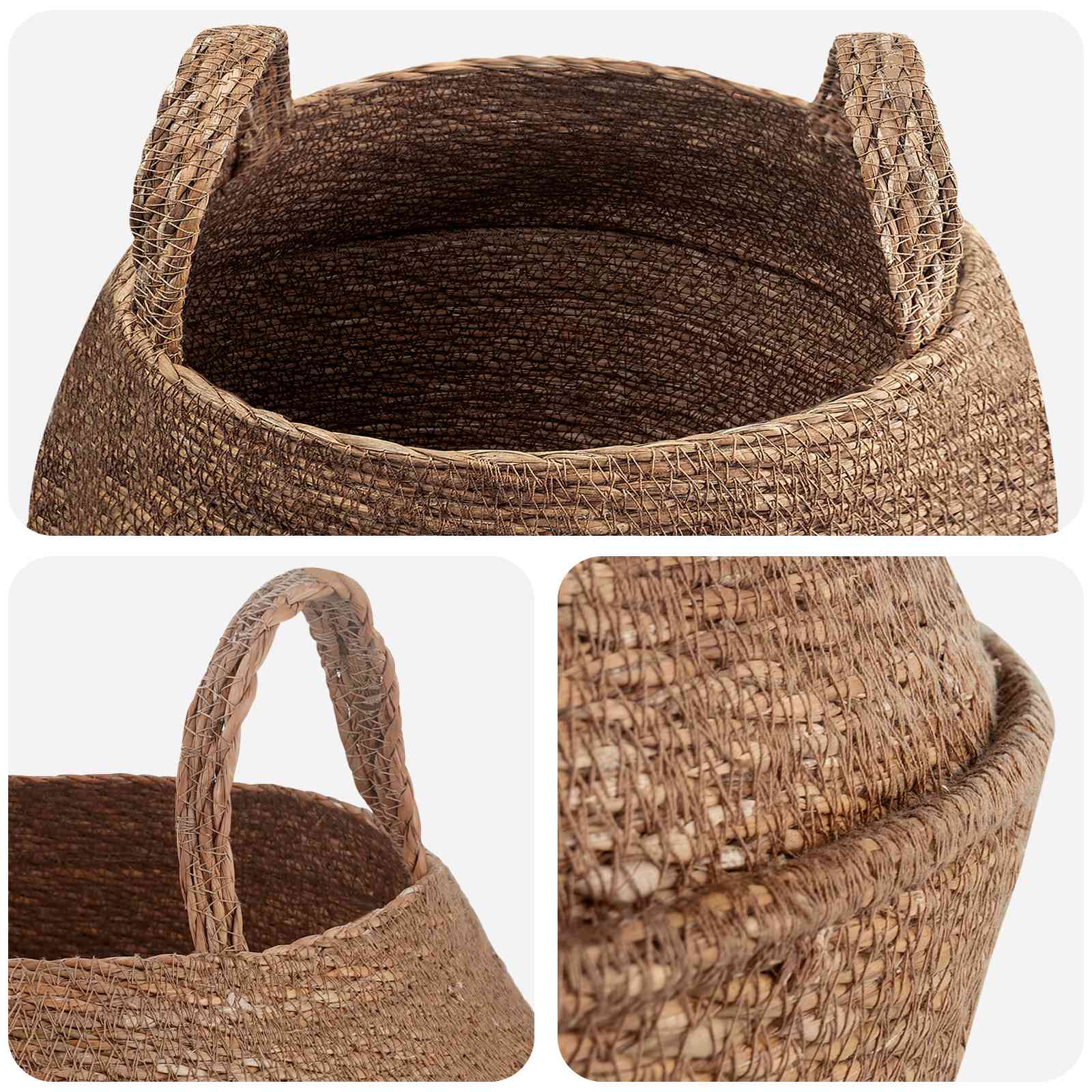 vidaXL Doniczka z uchwytami naturalny Ø 45 x 36 cm 100% Trawa morska