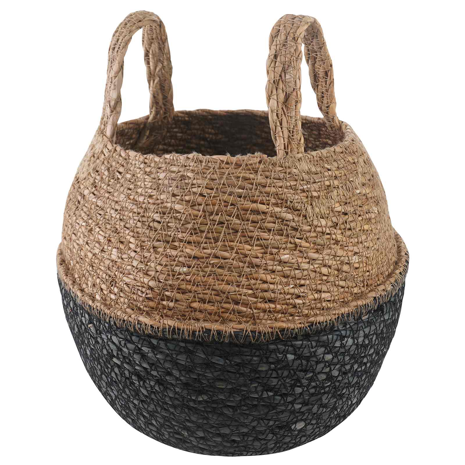 vidaXL Doniczka z uchwytami Czarny Ø 22 x 20 cm 100% Trawa morska