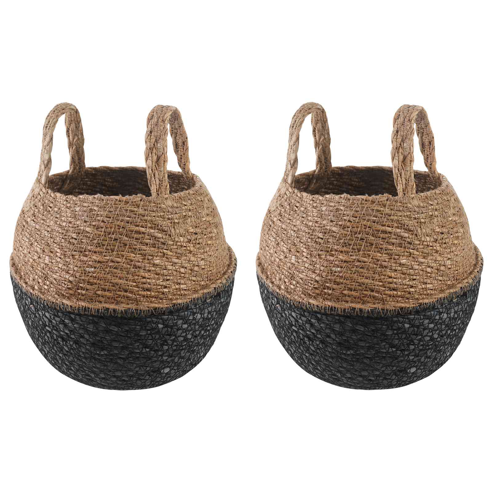 vidaXL Doniczka z uchwytami 2 pcs Czarny Ø 22 x 20 cm