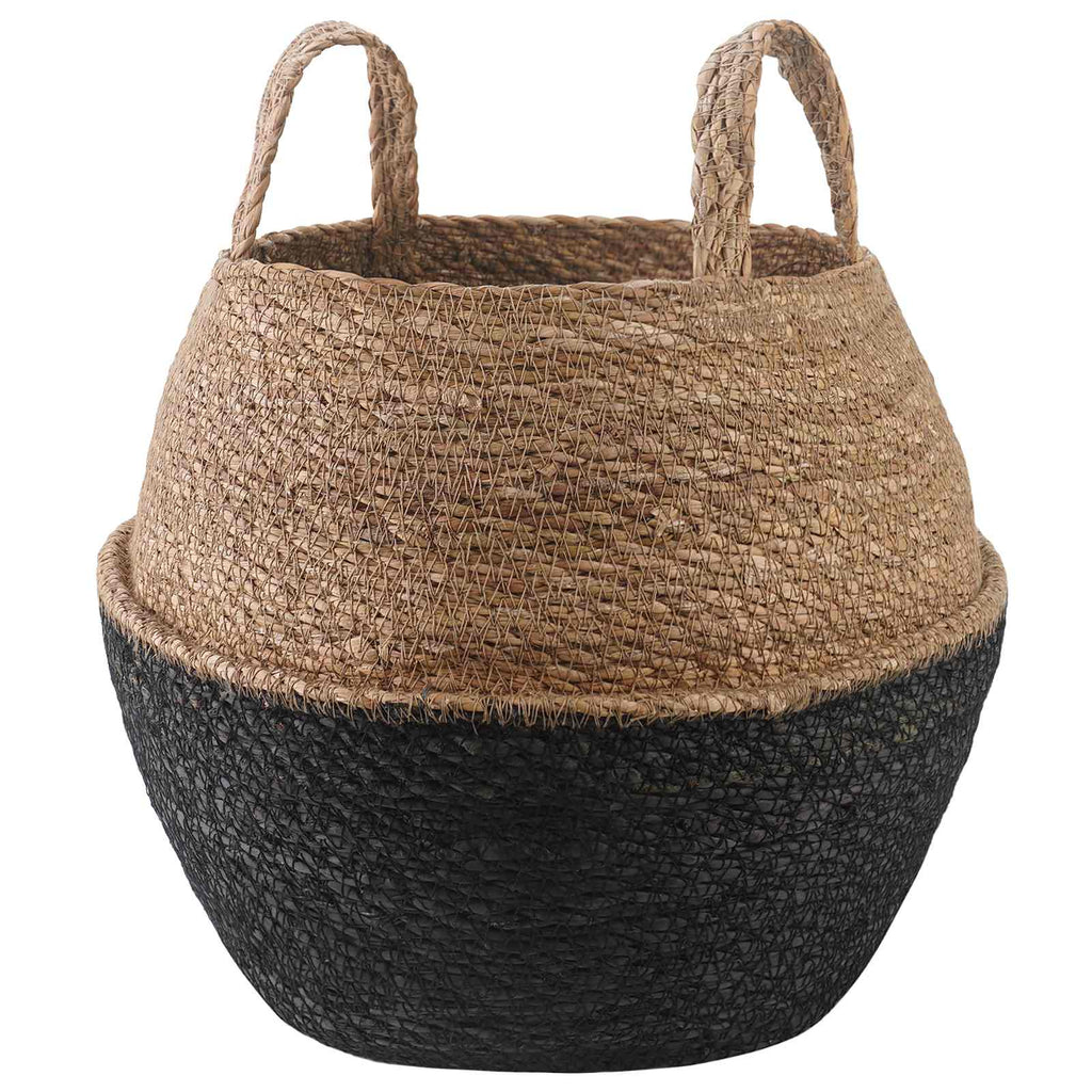 vidaXL Doniczka z uchwytami Czarny Ø 32 x 32 cm 100% Trawa morska