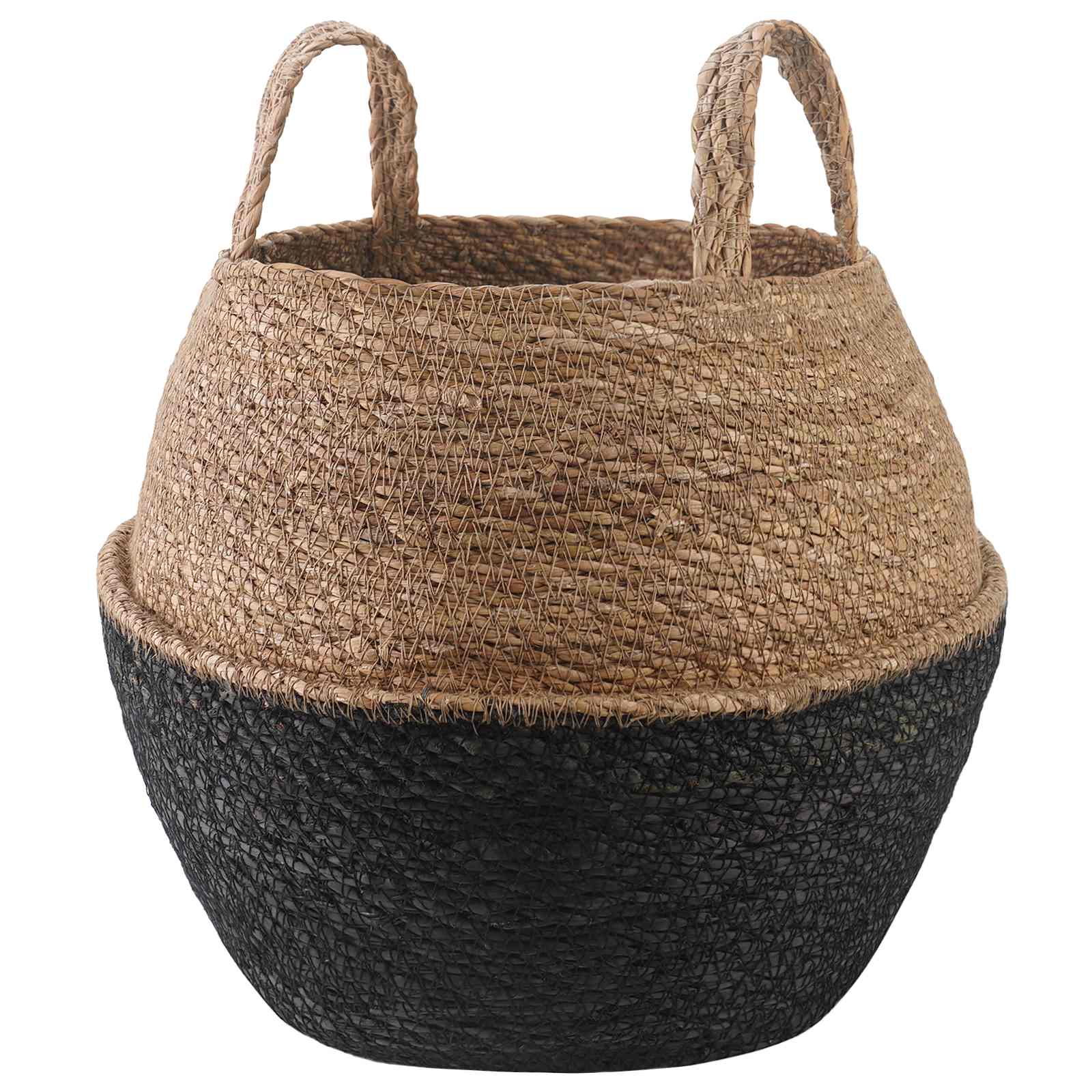 vidaXL Doniczka z uchwytami Czarny Ø 32 x 32 cm 100% Trawa morska