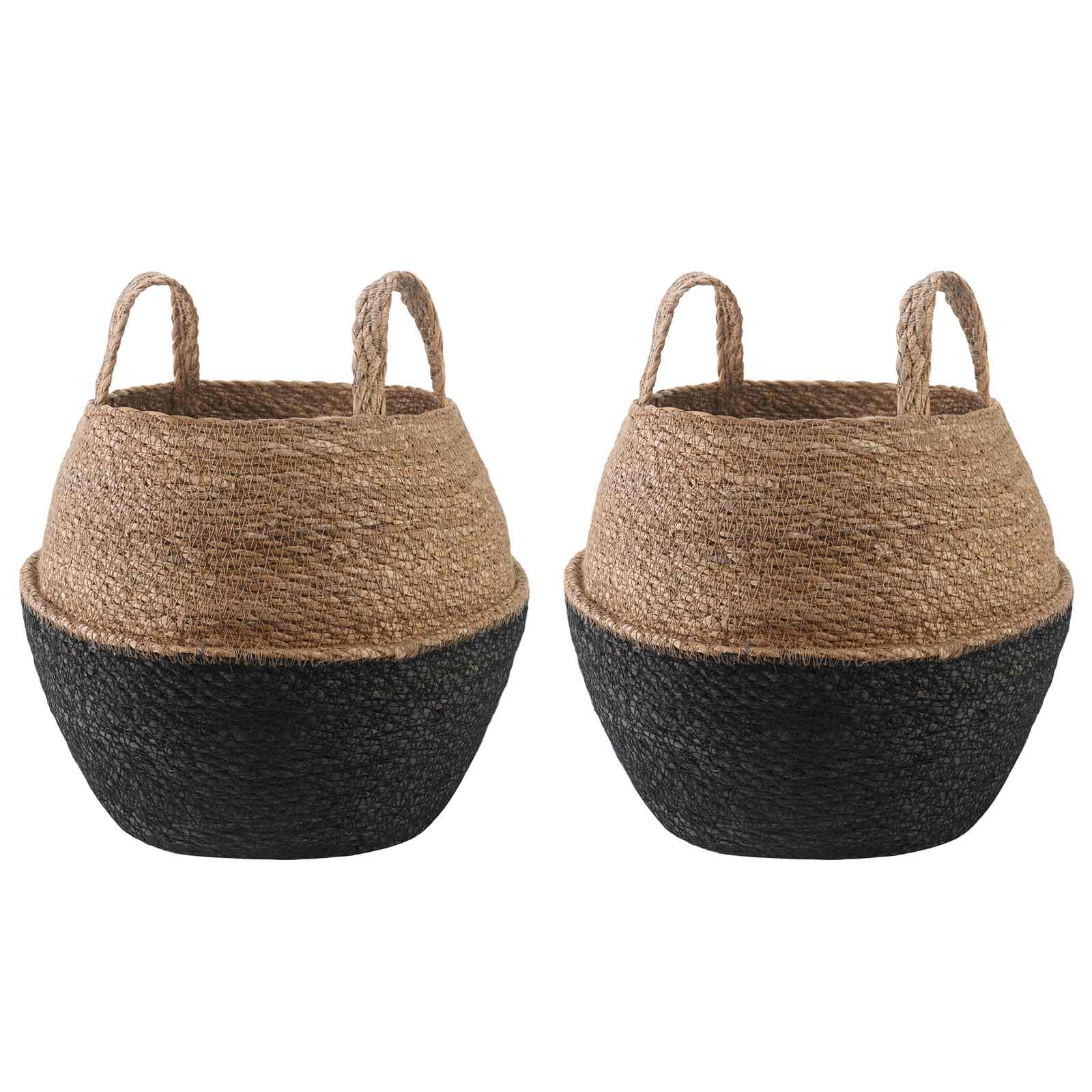 vidaXL Doniczka z uchwytami 2 pcs Czarny Ø 32 x 32 cm