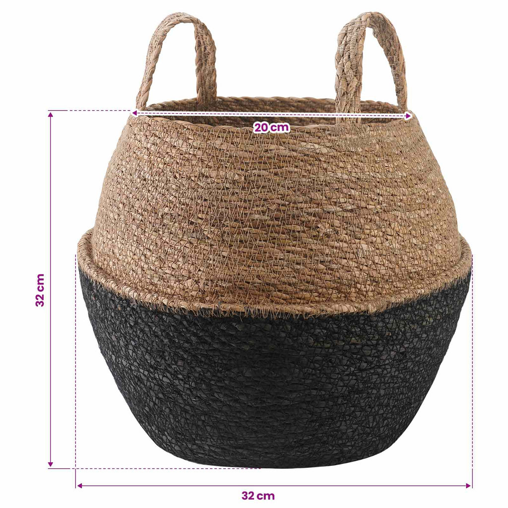 vidaXL Doniczka z uchwytami 2 pcs Czarny Ø 32 x 32 cm