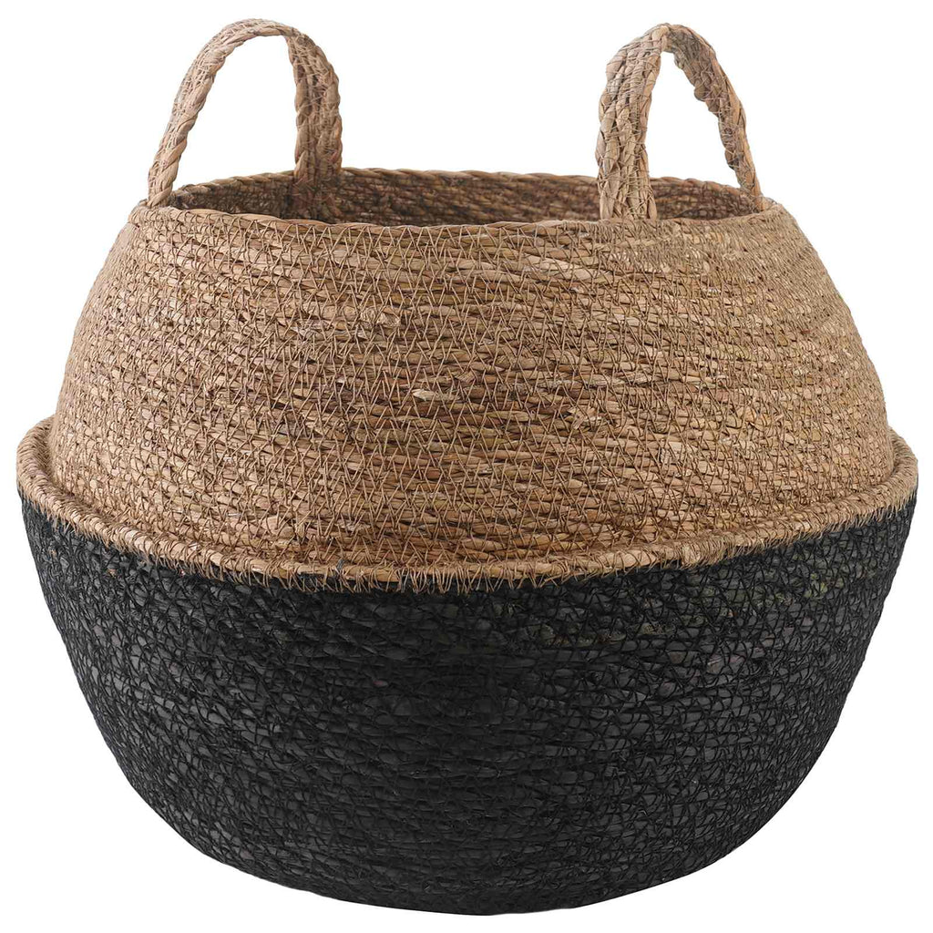 vidaXL Doniczka z uchwytami Czarny Ø 45 x 36 cm 100% Trawa morska