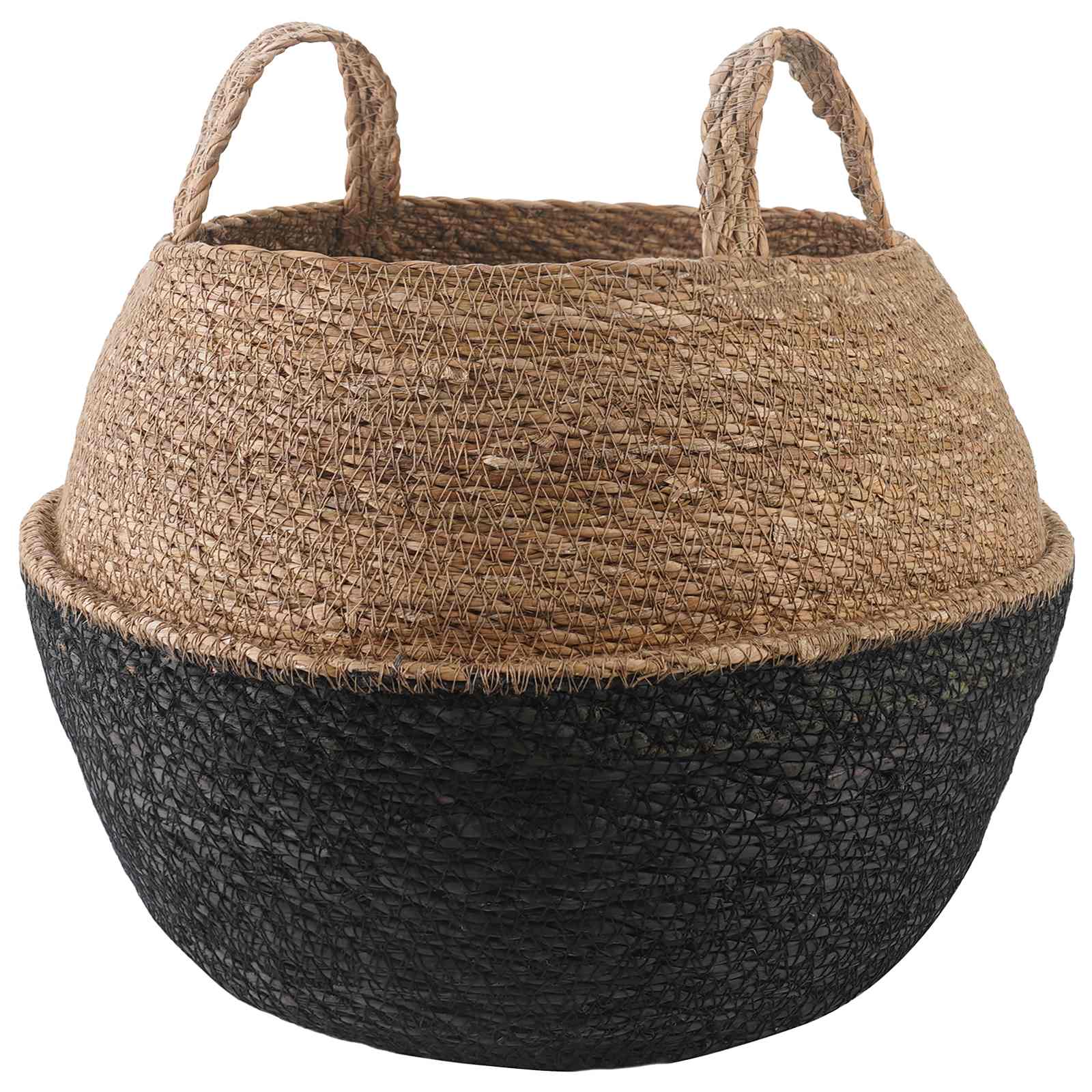 vidaXL Doniczka z uchwytami Czarny Ø 45 x 36 cm 100% Trawa morska