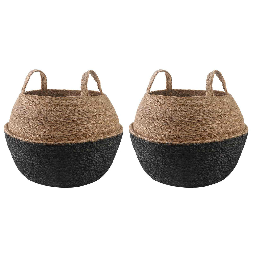 vidaXL Doniczka z uchwytami 2 pcs Czarny Ø 45 x 36 cm