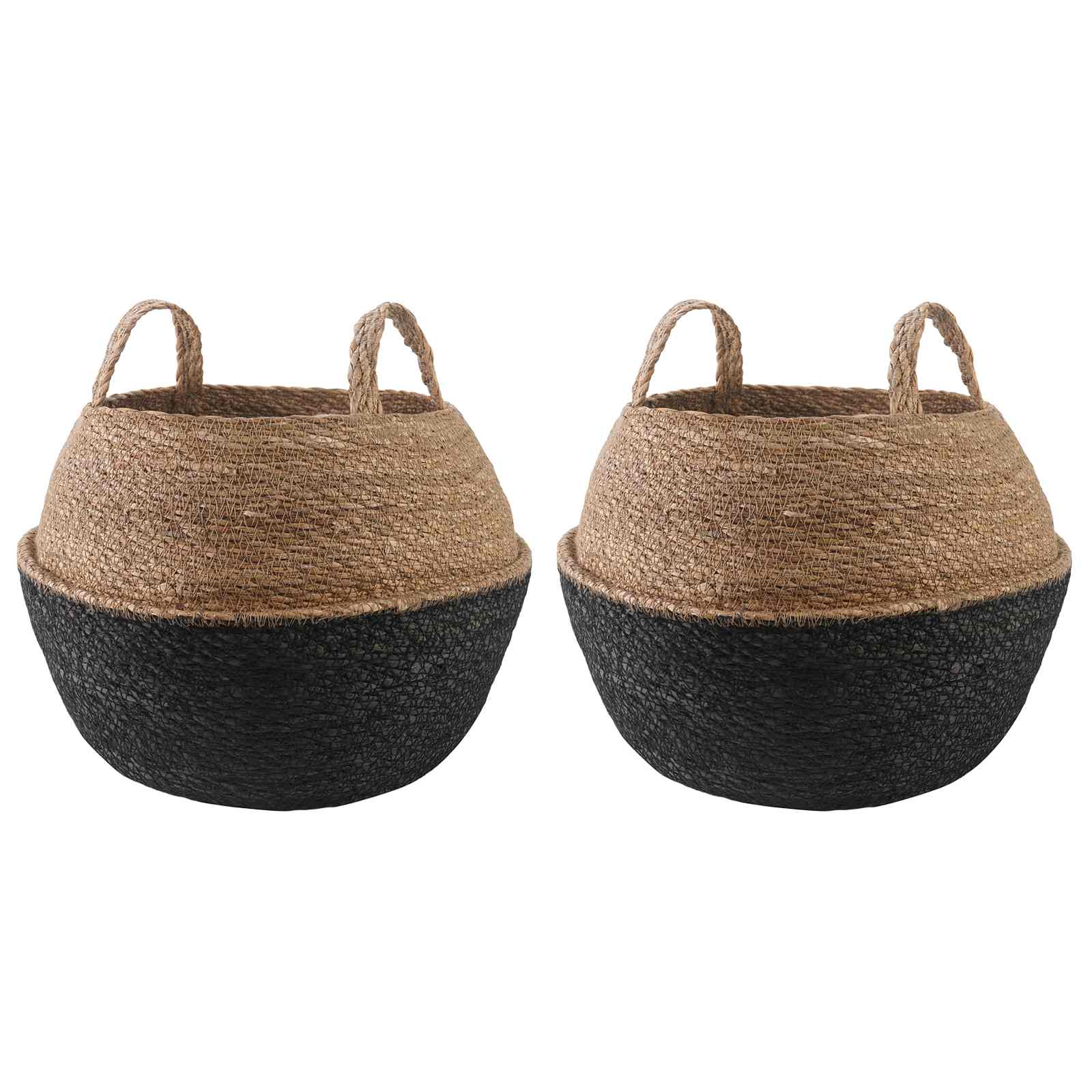 vidaXL Doniczka z uchwytami 2 pcs Czarny Ø 45 x 36 cm