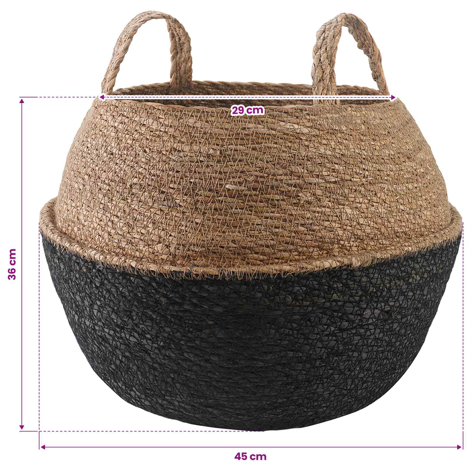 vidaXL Doniczka z uchwytami 2 pcs Czarny Ø 45 x 36 cm