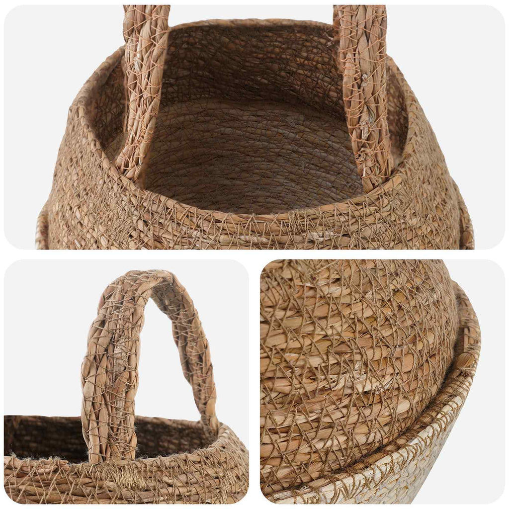 vidaXL Doniczka z uchwytami Biały Ø 22 x 20 cm 100% Trawa morska