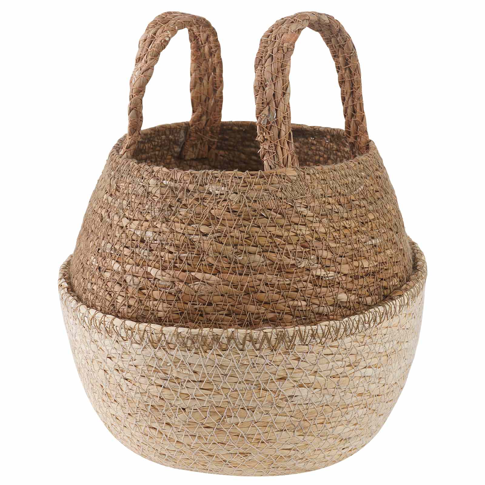 vidaXL Doniczka z uchwytami Biały Ø 22 x 20 cm 100% Trawa morska