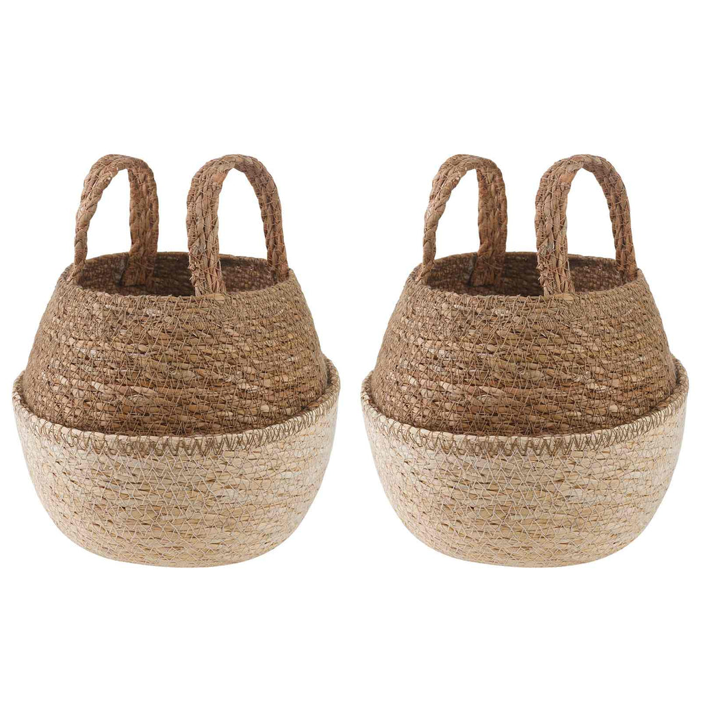 vidaXL Doniczka z uchwytami 2 pcs Biały Ø 22 x 20 cm 100% Trawa morska