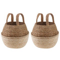 vidaXL Doniczka z uchwytami 2 pcs Biały Ø 22 x 20 cm 100% Trawa morska