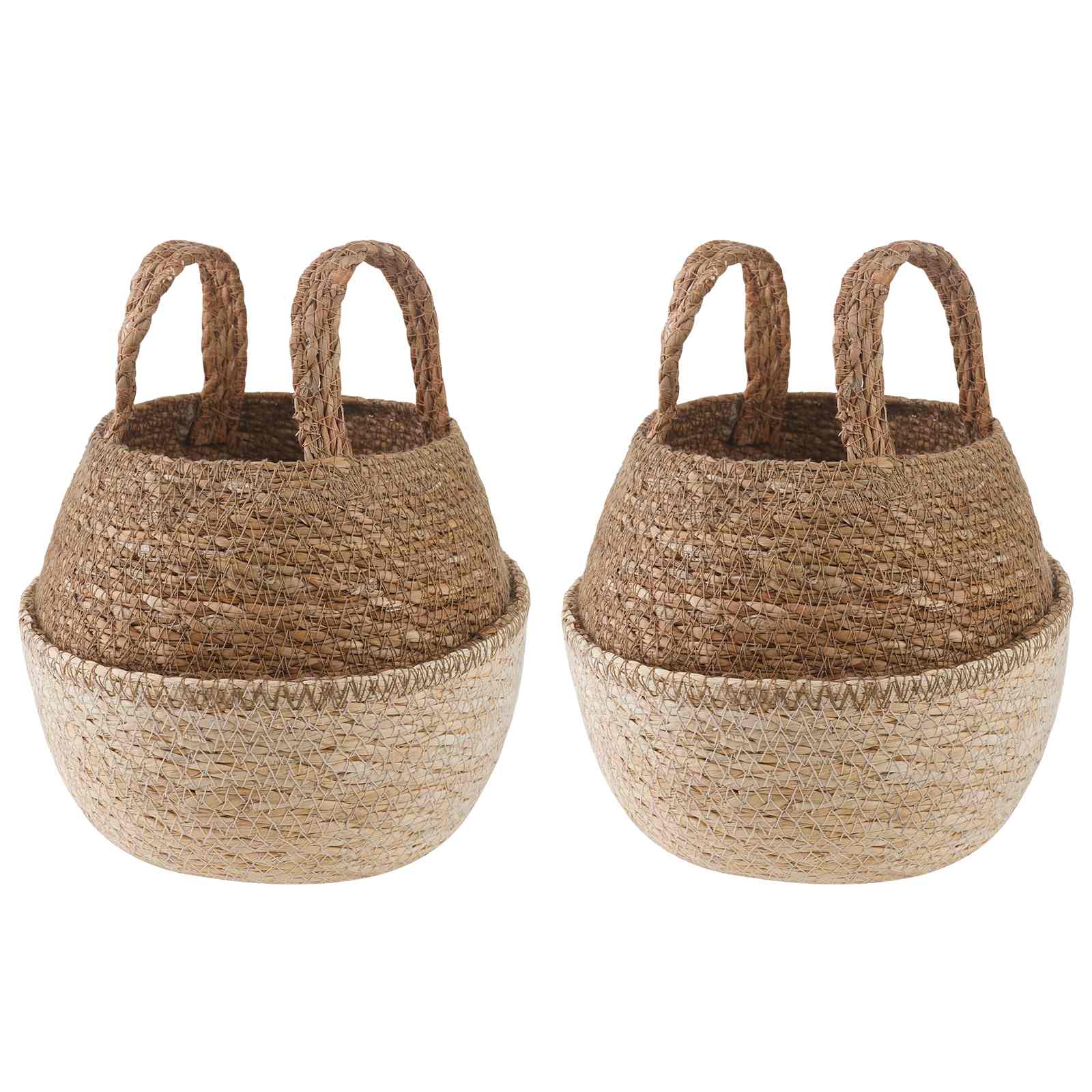 vidaXL Doniczka z uchwytami 2 pcs Biały Ø 22 x 20 cm 100% Trawa morska