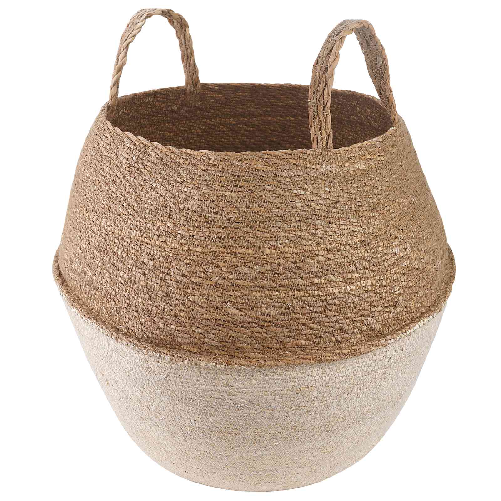 vidaXL Doniczka z uchwytami Biały Ø 32 x 32 cm 100% Trawa morska