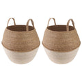 vidaXL Doniczka z uchwytami 2 pcs Biały Ø 32 x 32 cm 100% Trawa morska