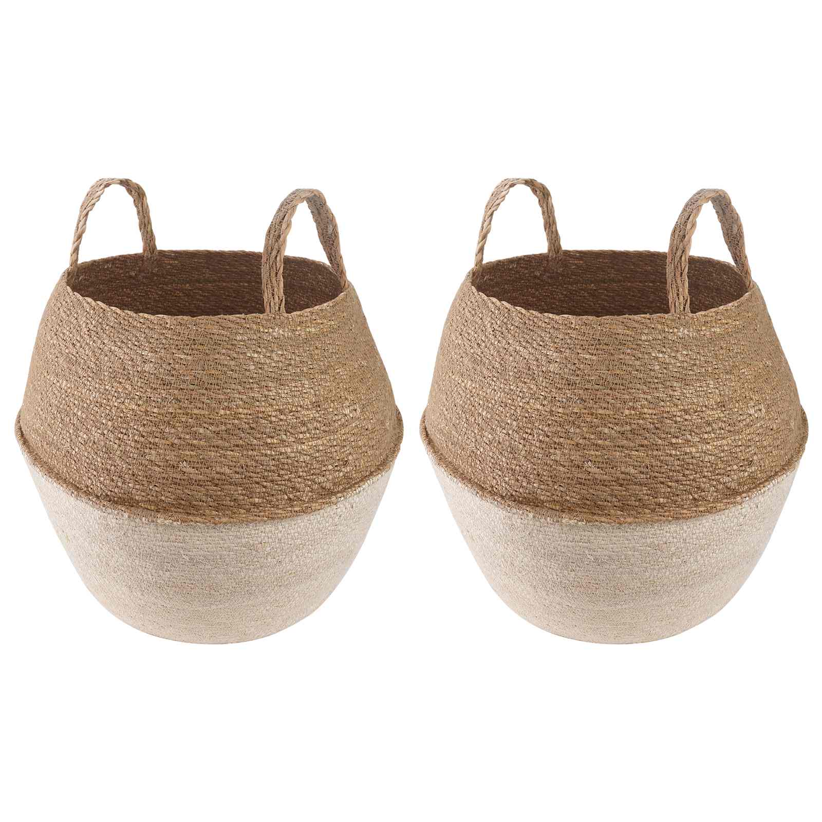 vidaXL Doniczka z uchwytami 2 pcs Biały Ø 32 x 32 cm 100% Trawa morska