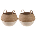 vidaXL Doniczka z uchwytami 2 pcs Biały Ø 45 x 36 cm 100% Trawa morska