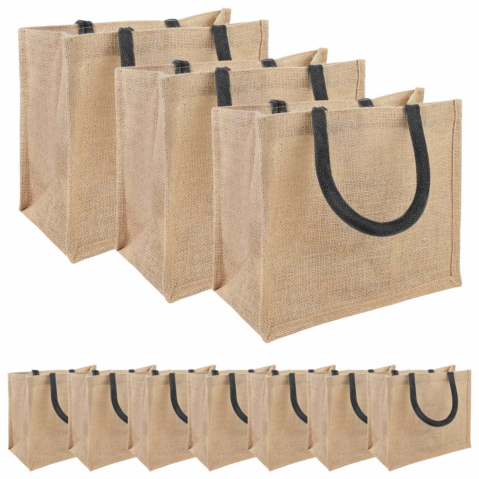 vidaXL Torebki jutowe 10 Naturalny i czarny 26 x 22 x 14 cm