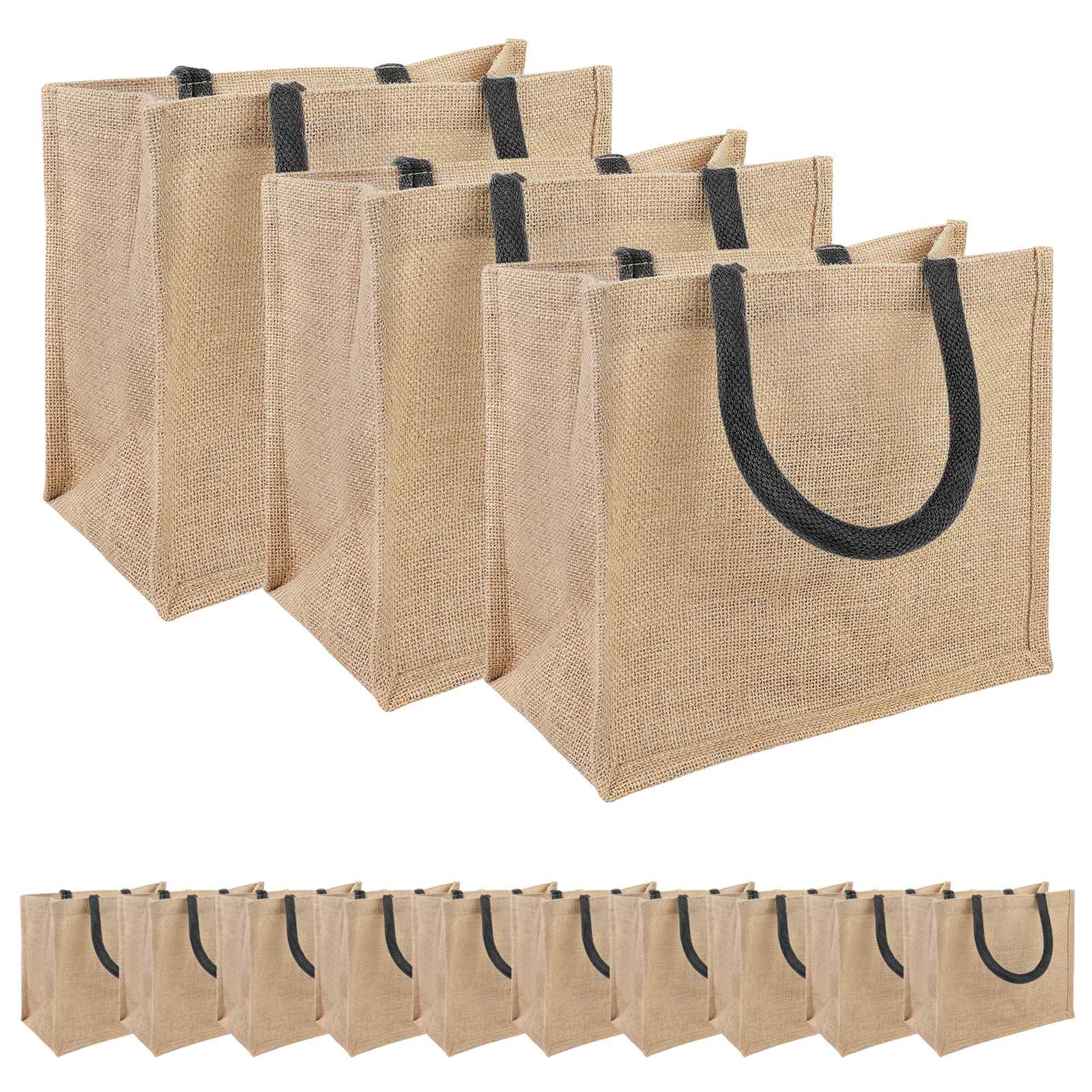 vidaXL Torebki jutowe 50 Naturalny i czarny 26 x 22 x 14 cm