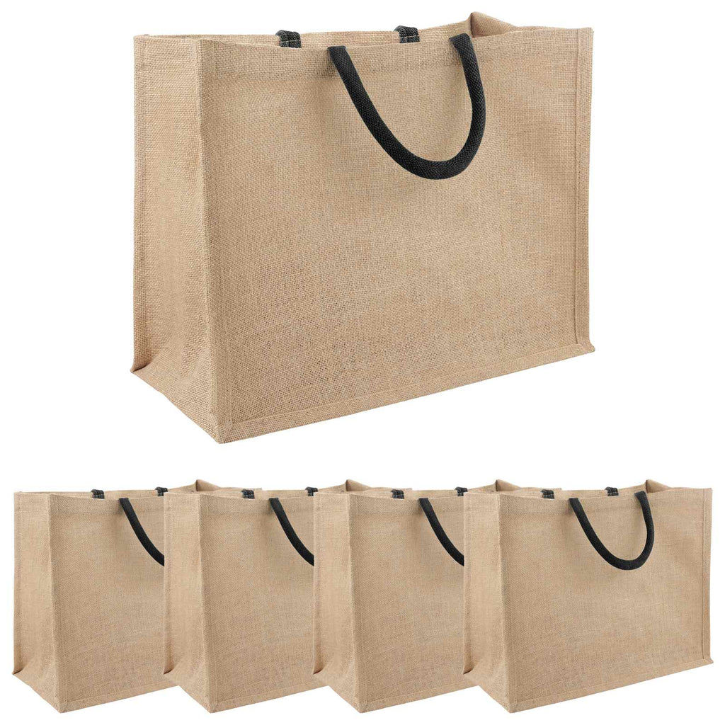 vidaXL Torebki jutowe 5 Naturalny i czarny 42 x 33 x 19 cm