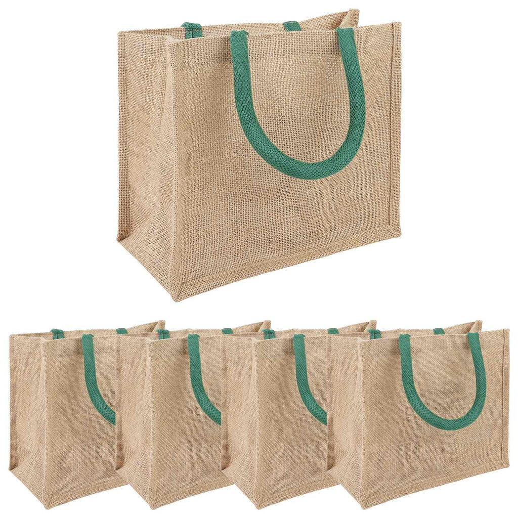vidaXL Torebki jutowe 5 Naturalny i zielony 26 x 22 x 14 cm