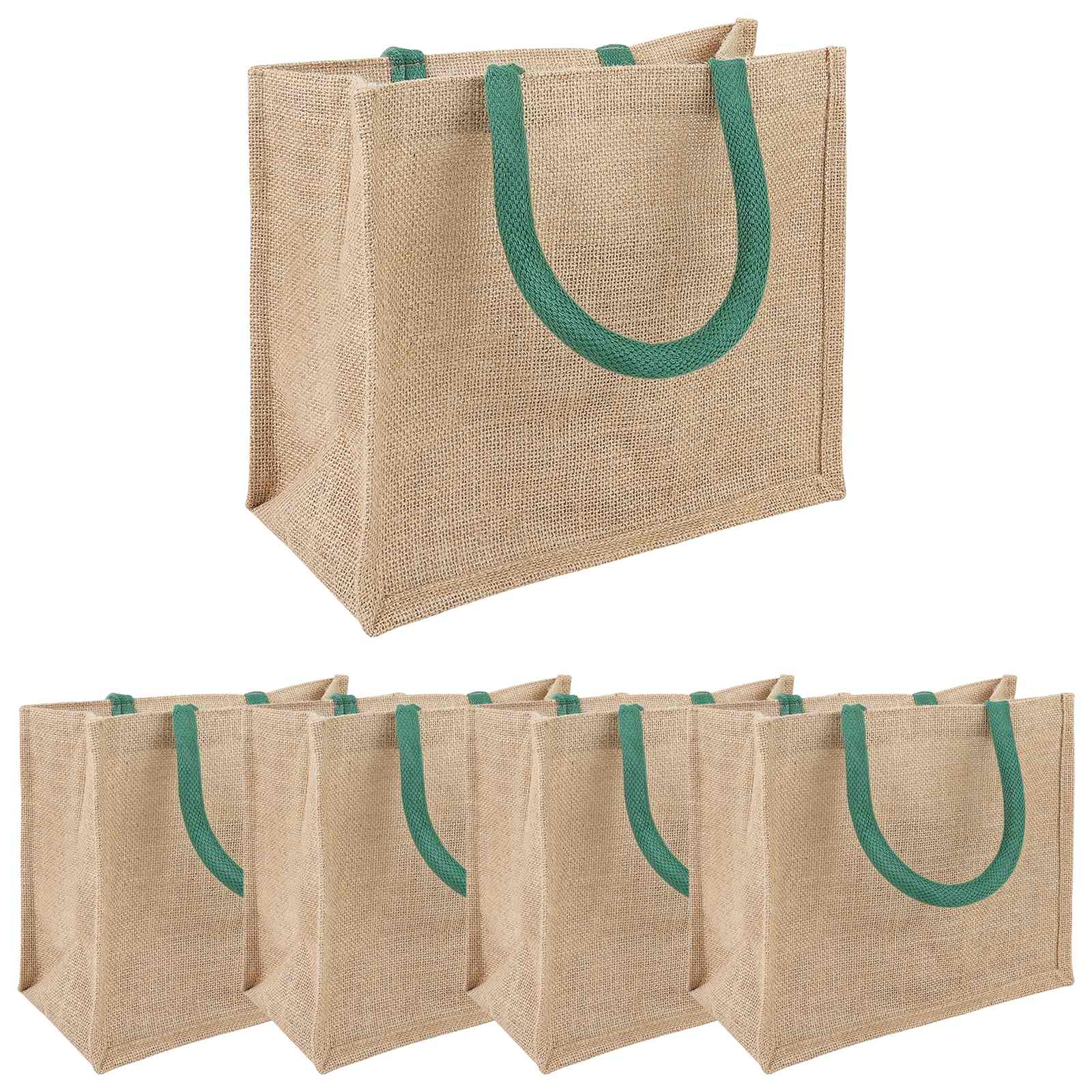 vidaXL Torebki jutowe 5 Naturalny i zielony 26 x 22 x 14 cm