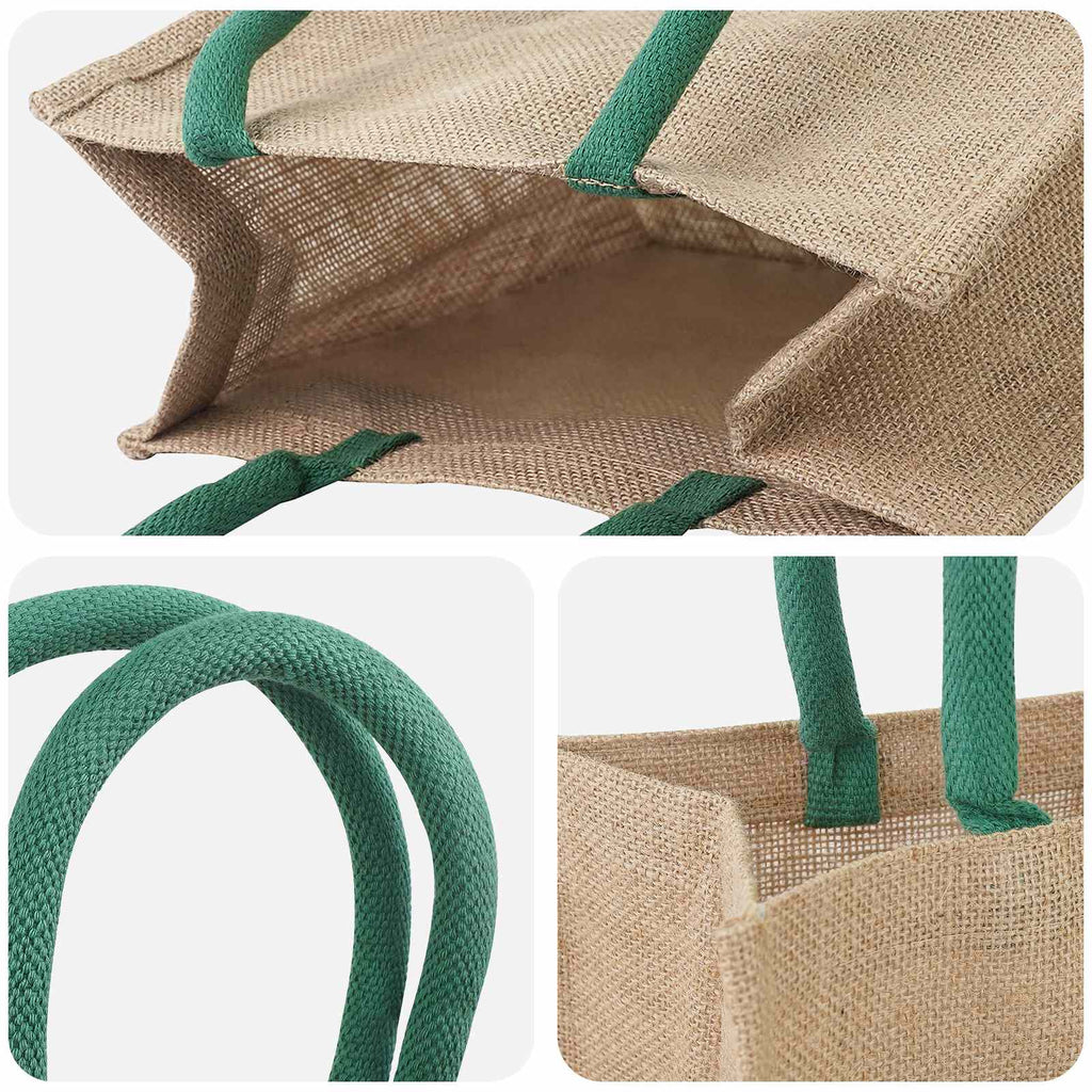 vidaXL Torebki jutowe 10 Naturalny i zielony 26 x 22 x 14 cm