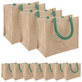 vidaXL Torebki jutowe 10 Naturalny i zielony 26 x 22 x 14 cm