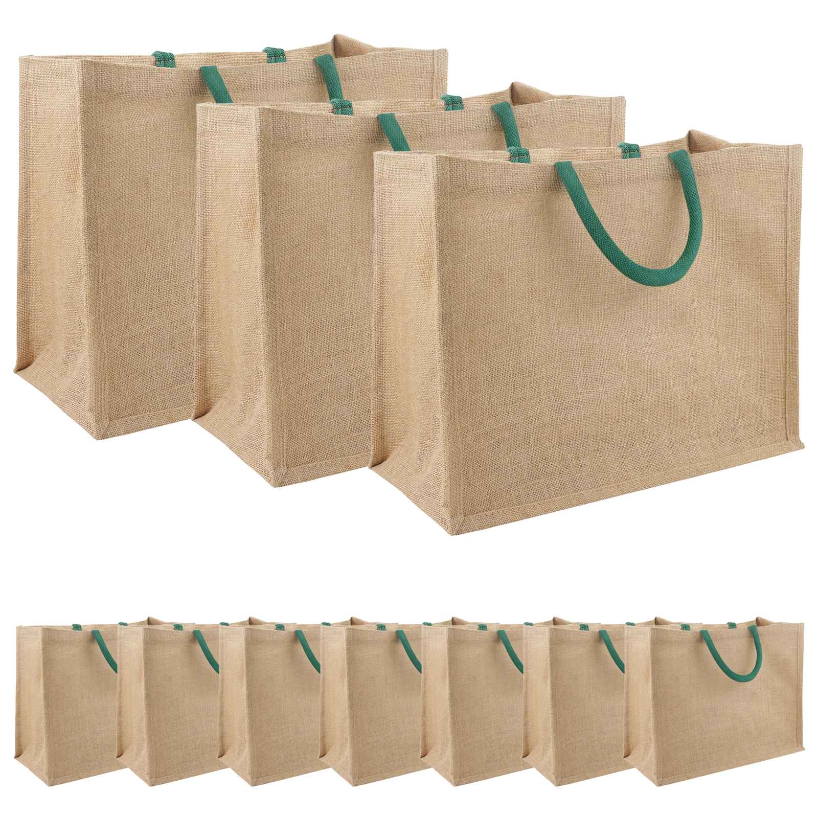 vidaXL Torebki jutowe 10 Naturalny i zielony 42 x 33 x 19 cm