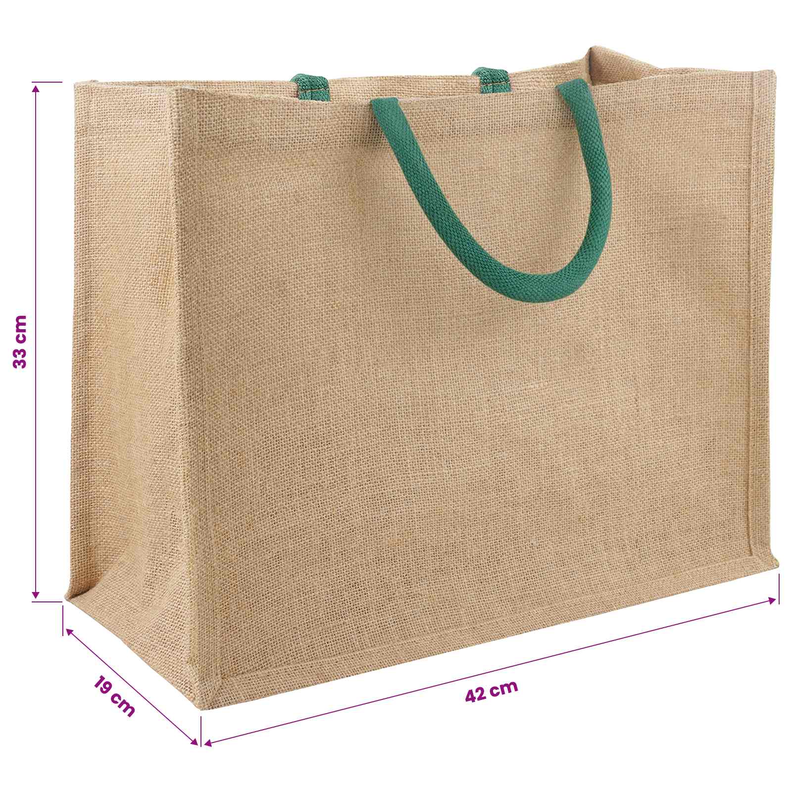 vidaXL Torebki jutowe 10 Naturalny i zielony 42 x 33 x 19 cm