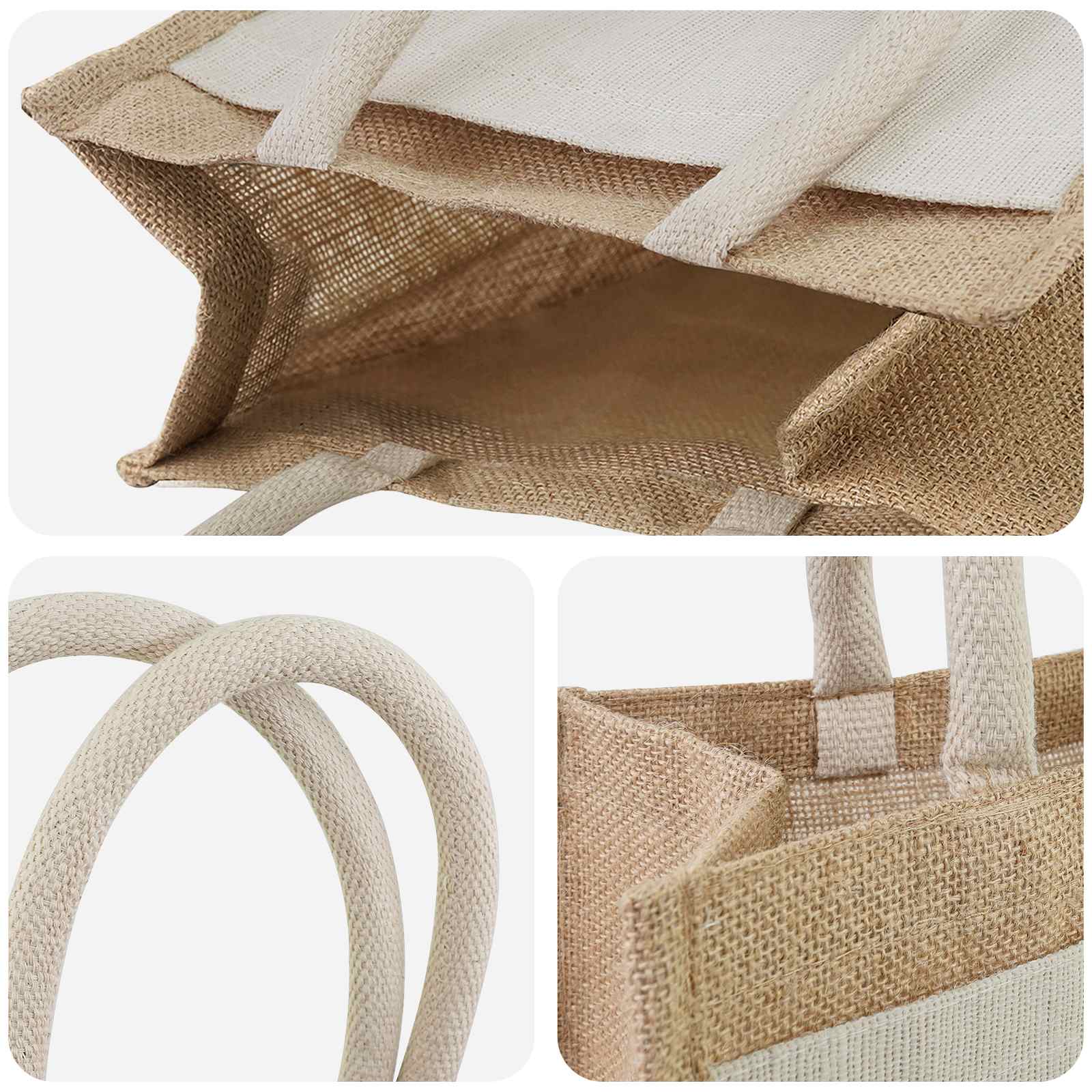 vidaXL Torebki Jutowe z Kieszonką 5 Naturalne i białe 26 x 22 x 14 cm