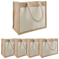 vidaXL Torebki Jutowe z Kieszonką 5 Naturalne i białe 26 x 22 x 14 cm