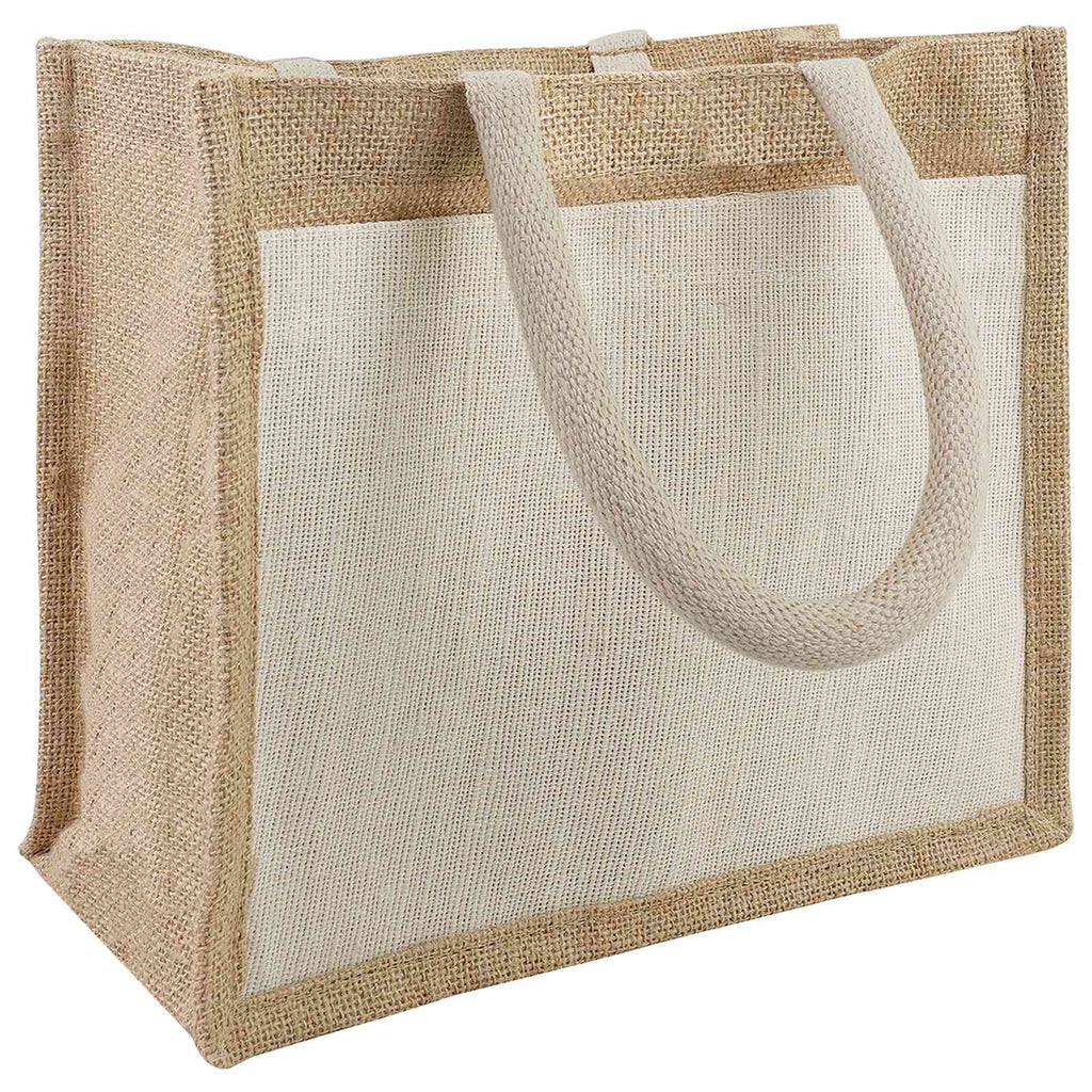 vidaXL Torebki Jutowe z Kieszonką 10 Naturalne i białe 26 x 22 x 14 cm