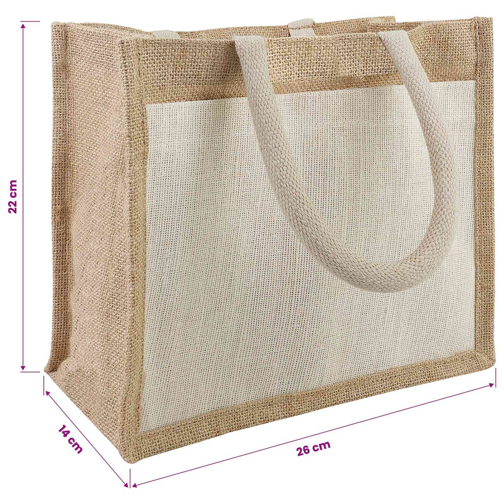 vidaXL Torebki Jutowe z Kieszonką 10 Naturalne i białe 26 x 22 x 14 cm