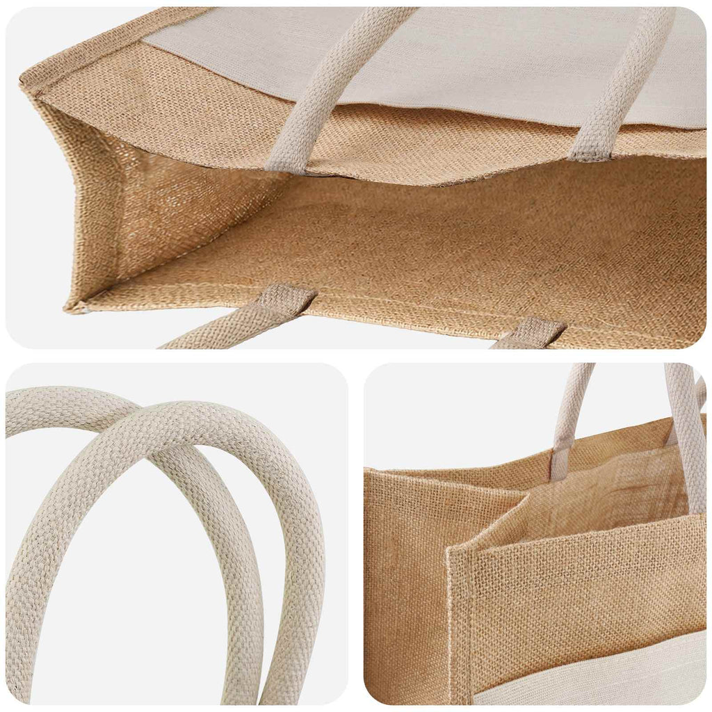 vidaXL Torebki Jutowe z Kieszonką 5 Naturalne i białe 42 x 33 x 19 cm