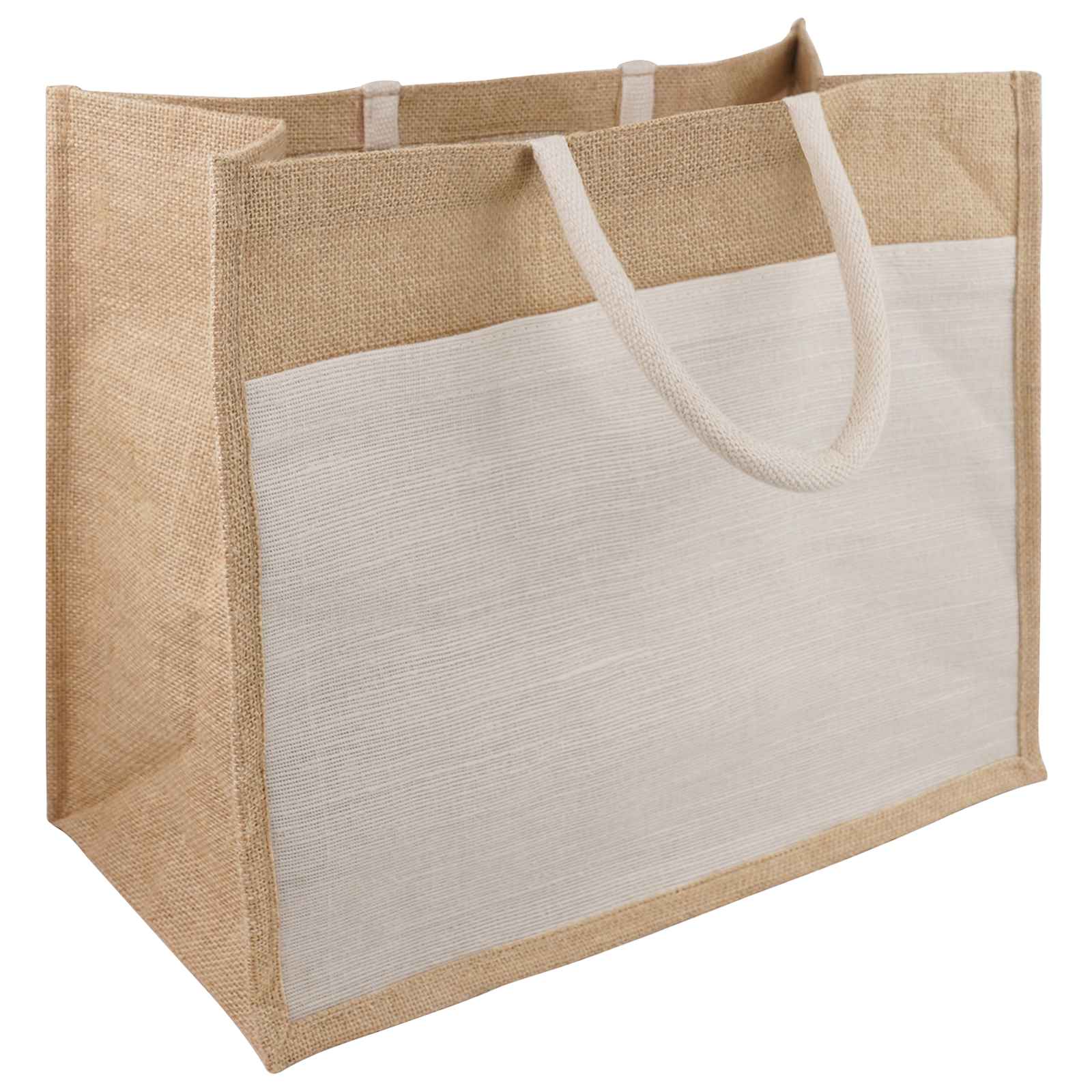 vidaXL Torebki Jutowe z Kieszonką 5 Naturalne i białe 42 x 33 x 19 cm