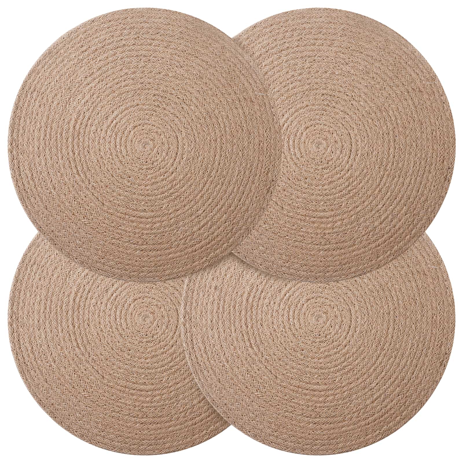 vidaXL Podkładki Jutowe 4 pcs naturalny Ø 30 cm 100% Juta Tossa