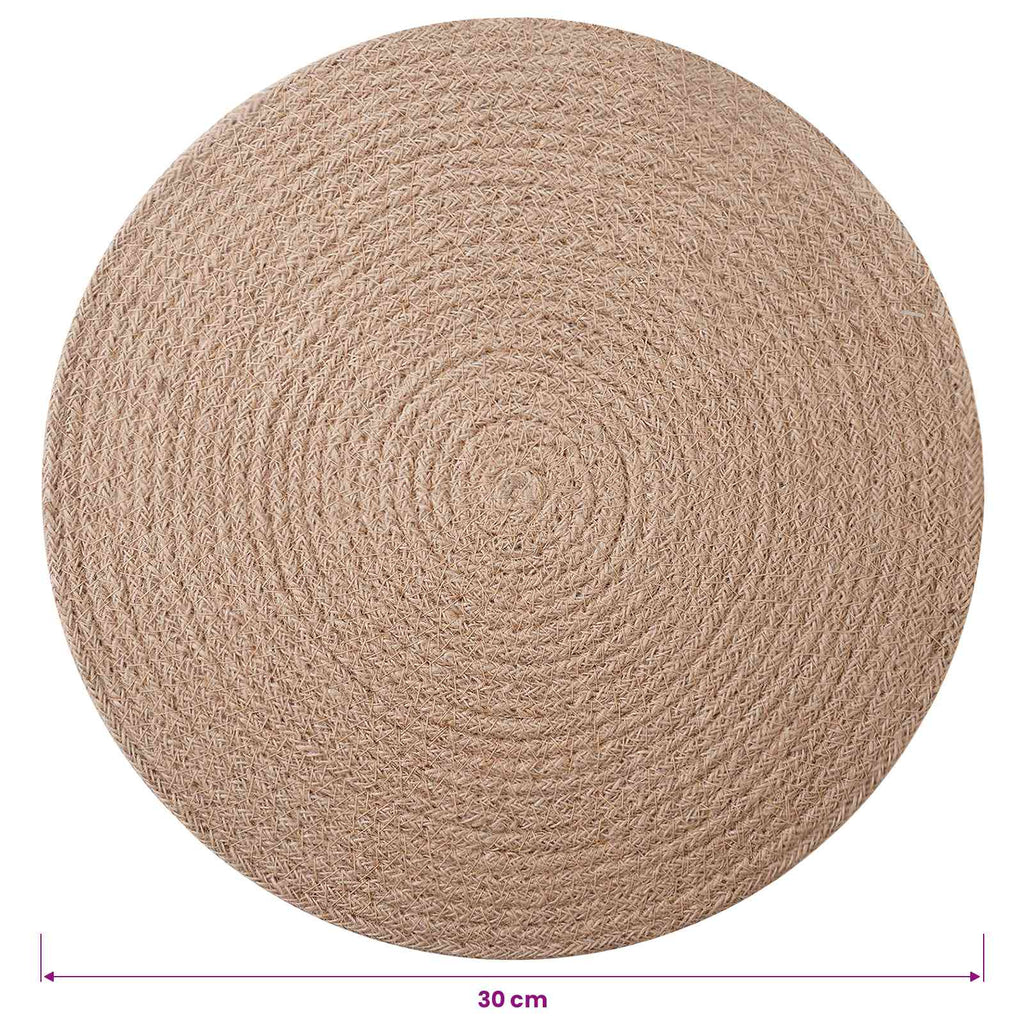 vidaXL Podkładki Jutowe 4 pcs naturalny Ø 30 cm 100% Juta Tossa