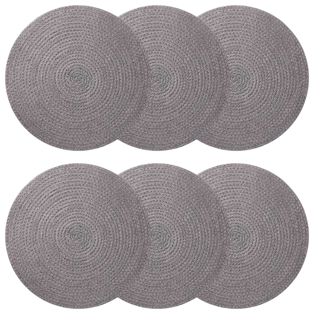 vidaXL Podkładki Jutowe 6 pcs Szary Ø 30 cm 100% Juta Tossa