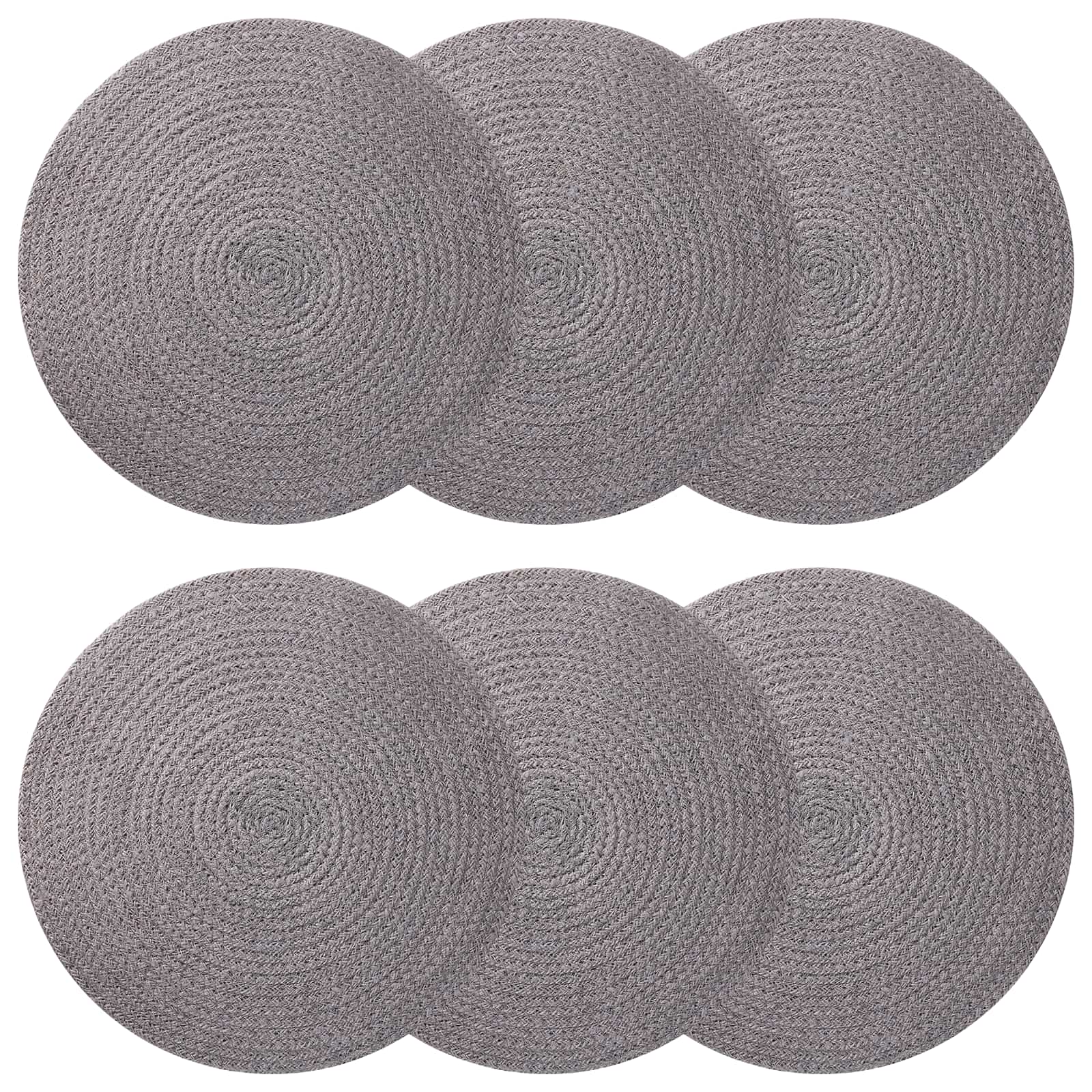 vidaXL Podkładki Jutowe 6 pcs Szary Ø 30 cm 100% Juta Tossa