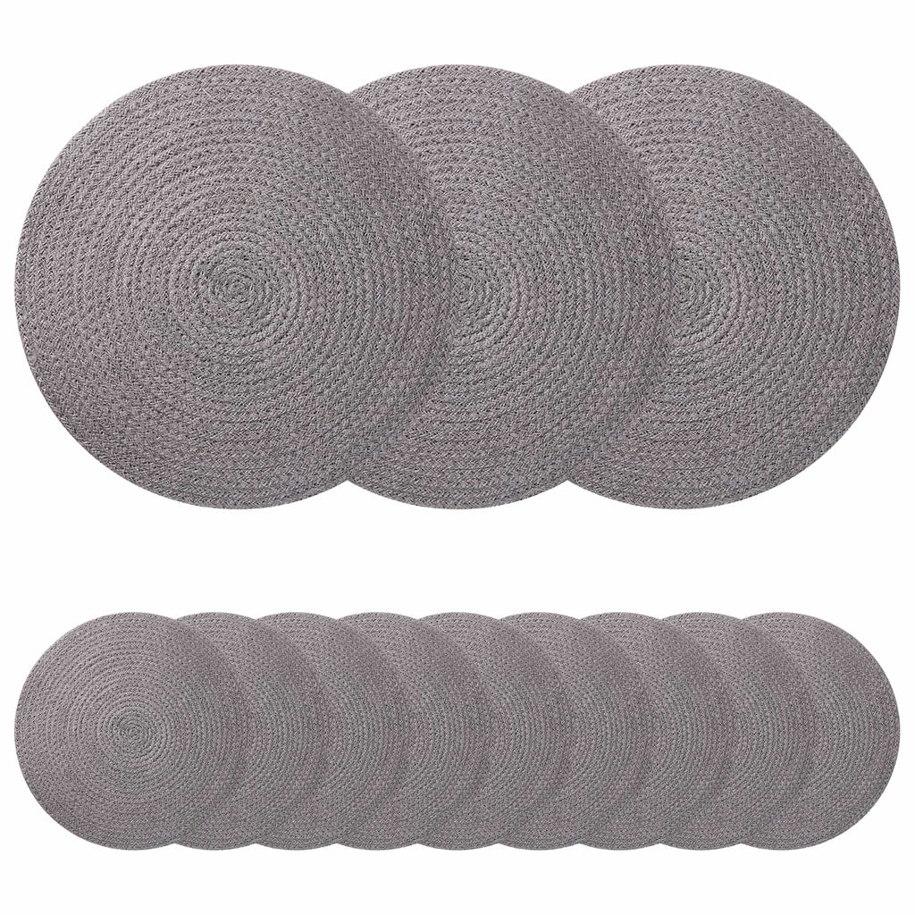 vidaXL Podkładki Jutowe 12 pcs Szary Ø 30 cm 100% Juta Tossa